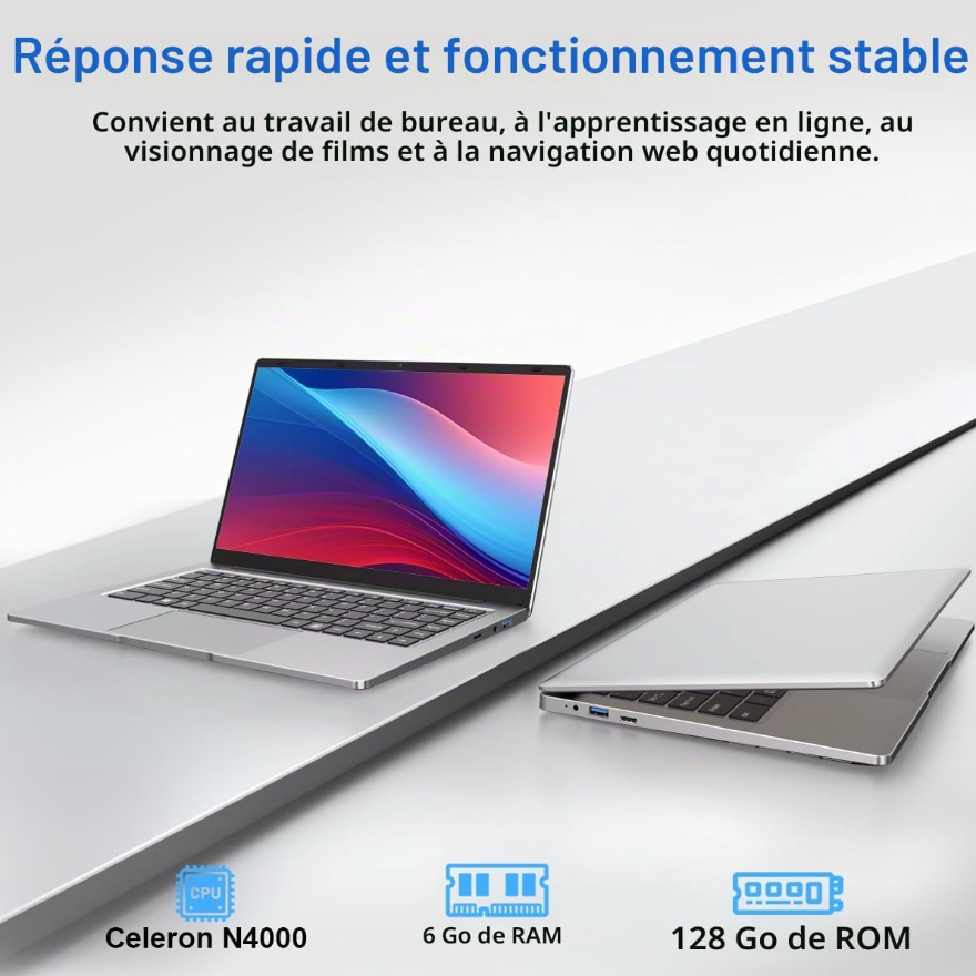 Ordinateur portable PINSTONE 14,1″ — 6 Go RAM / SSD 128 Go